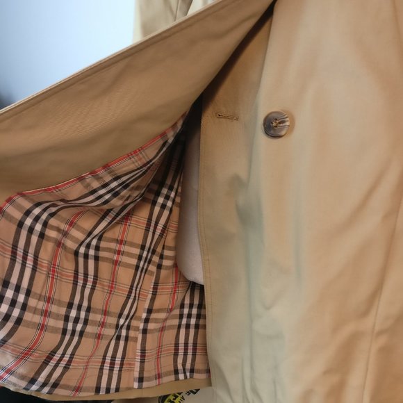 XDouble Breasted belted Long Trench Coat, Made in Poland,Pocket Nova Check Lined - Picture 5 of 15